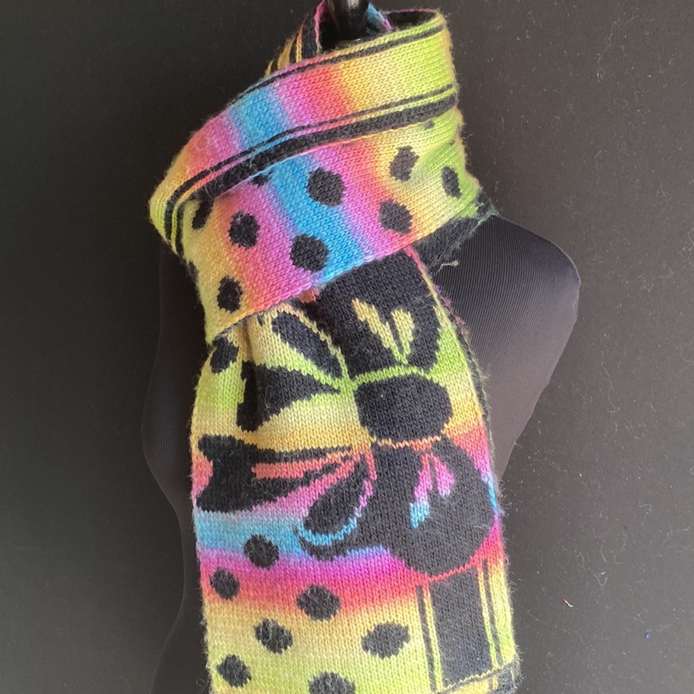 New Handmade Double Knitted reversible scarf,Two-color,Multicolor,Rainbow black
